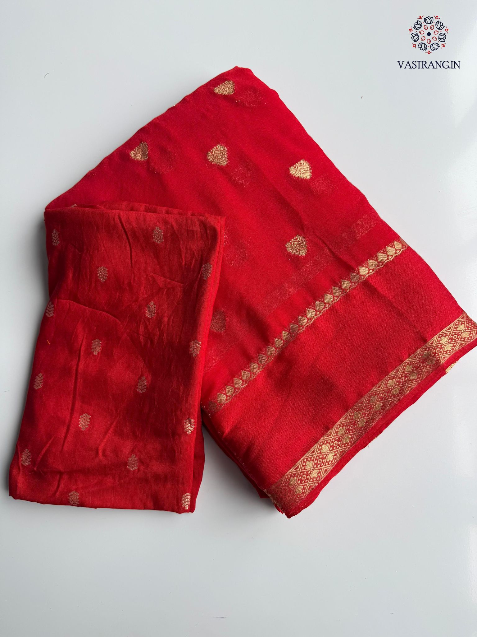 Latest Wedding wear Viscose Georgette Jacquard Weaving n Rich Pallu Work Designer Saree-Red