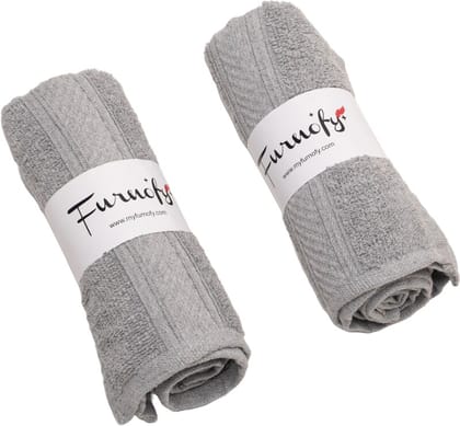 Furnofy Cotton 450 GSM Hand Towel Set Grey (Pack Of 2) Furnofy Cotton 450 GSM Hand Towel Set Grey (Pack Of 2)