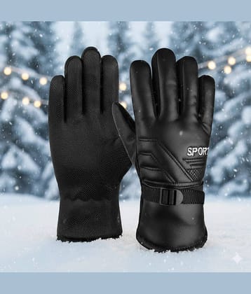 Infispace Black Leather Men's Biker Gloves ( Pack of 1 )