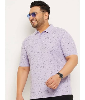 MXN Pack of 1 Cotton Blend Regular Fit Printed Half Sleeves Men's Polo T Shirt ( Lavender )