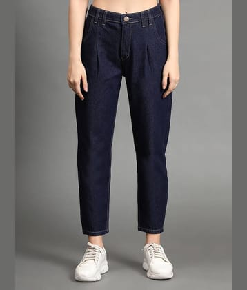 AngelFab - Navy Blue Denim Straight Women's Casual Pants ( Pack of 1 )