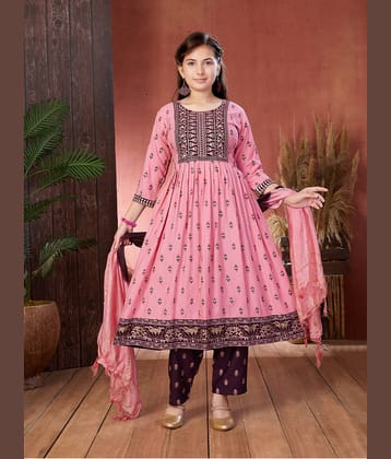 Aarika Girls Rayon Suit Sets ( Pack of 1 , Pink )