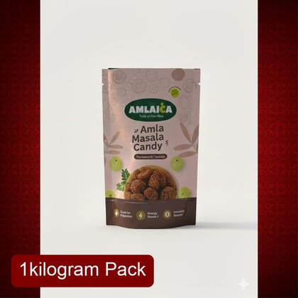 Amlaica Amla Masala Candy (1Kg) | Tangy & Spicy Masala Coated Indian Gooseberry | Digestive Aid & Immunity Booster