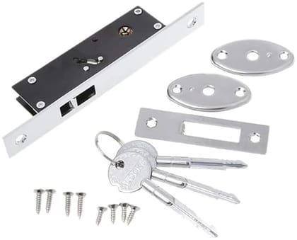 Hook Door Lock Set with 3 Keys, Stainless Steel, Secured,Pack of 1 Lock for Your Sliding Doors