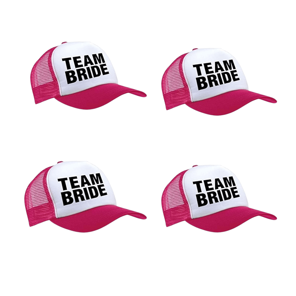 TEAM BRIDE Pink Caps for Bachellorette / Hens Party - Adjustable - 4PC - Party and Festive Needs | Buy online on ZillyBuy