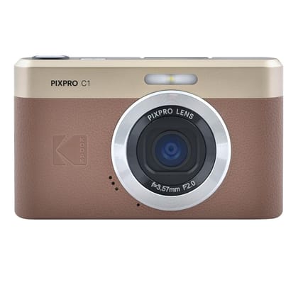 KODAK Pixpro C1 – Ultra-Compact Digital Camera | 13MP BSI CMOS, 4X Zoom, 2.8" LCD Screen, LED Flash, Built-in Battery – Brown Brown