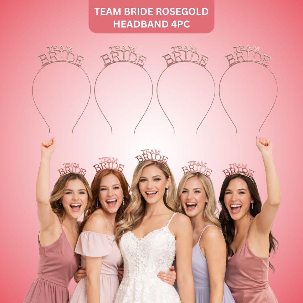 Team Bride Rosegold Headband - 4PC - Party and Festive Needs | Buy online on ZillyBuy