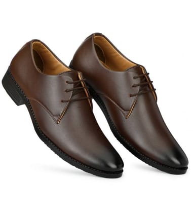 Mens Faux Leather Formal Shoes Size 8 (Brown)