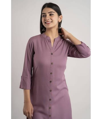MAUKA - Purple Rayon Women's Front Slit Kurti ( Pack of 1 )