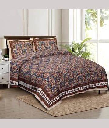 CLOTHORO Cotton 1 Double King Bedsheet with 2 Pillow Covers ( Multicolor )