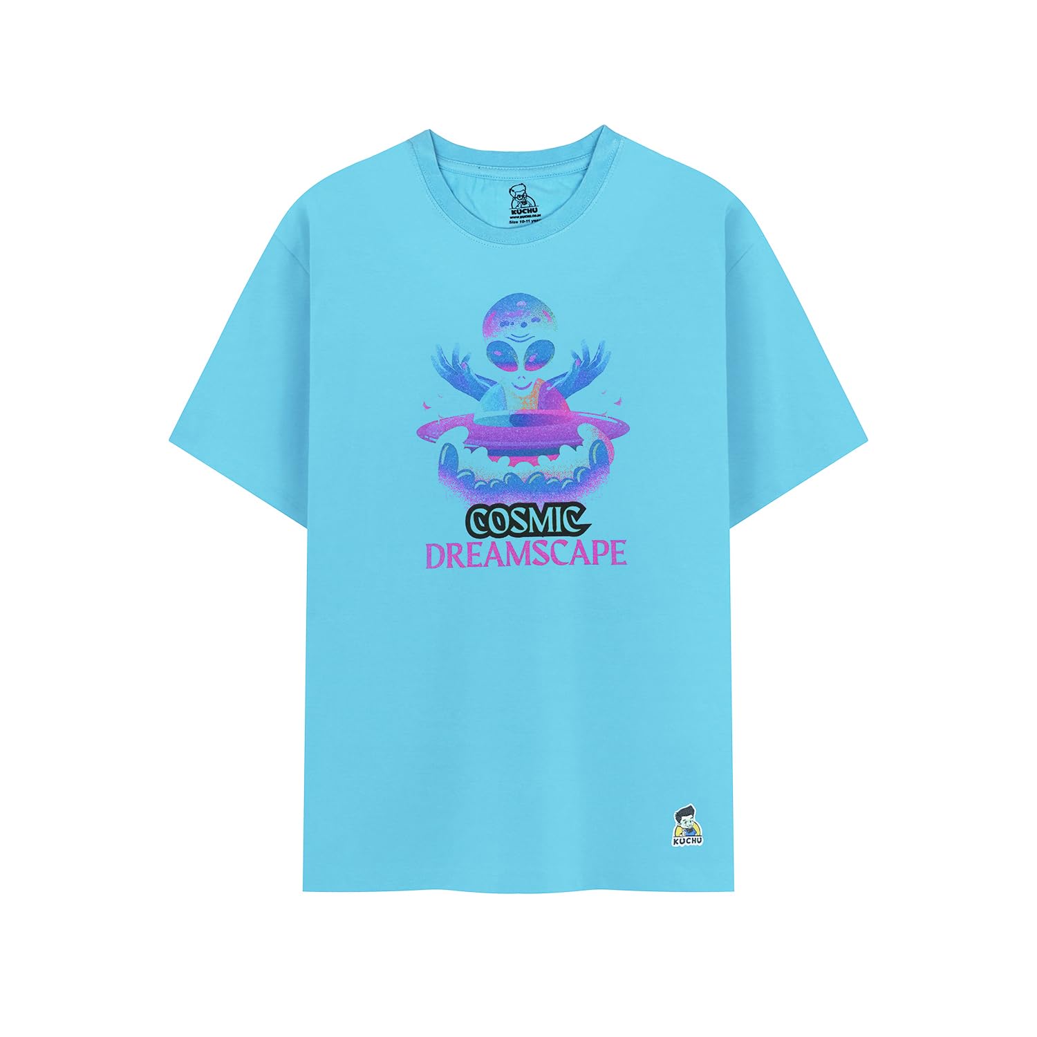 KUCHU Kids’ Unisex T-Shirt for Kids – Blue “Cosmic” Design | Soft Cotton-Modal Blend | Breathable, Lightweight & Stylish Casual Wear for Boys & Girls | Durable & Easy-Care Everyday Tee