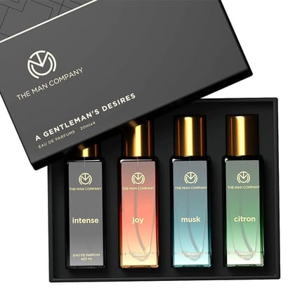 The Man Company Perfume Gift Set for Man 4 X 20ml | Premium Long-Lasting Fragrance EDP | Gift for him | Anniversary fragrance gift | A Gentlemen's Desire for Travel, Office, Outing and Sports product | Valentine Gift Set For Him The Man Company Perfume G