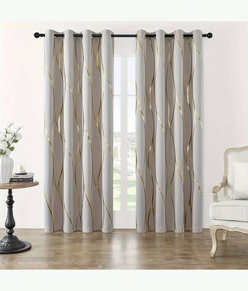 V21 decod Graphic Room Darkening Eyelet Curtain 5 ft ( Pack of 1 ) - Brown