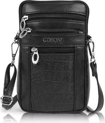 CIMONI Sling Bag Faux Leather Set of 1 ( Black )