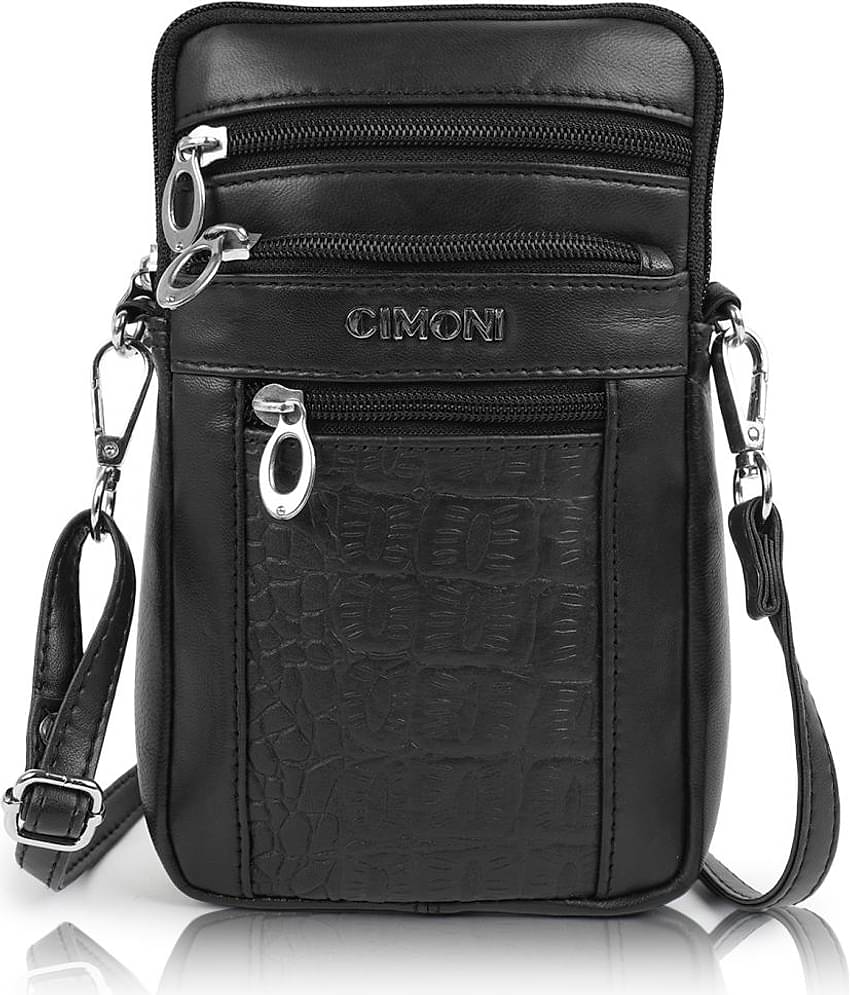 CIMONI Sling Bag Faux Leather Set of 1 ( Black )