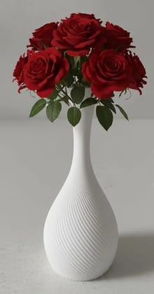 Premium Ribbed Flower Vase  Eco-Friendly Biodegradable Plastic 17cm Tall, 7.4cm Base Diameter Minimalist Home Dcor Accent