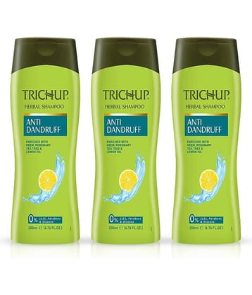 Trichup Anti Dandruff Herbal Shampoo Enriched with Neem, Rosemary & Tea Tree Oil Pack of 3 Each 200 mL