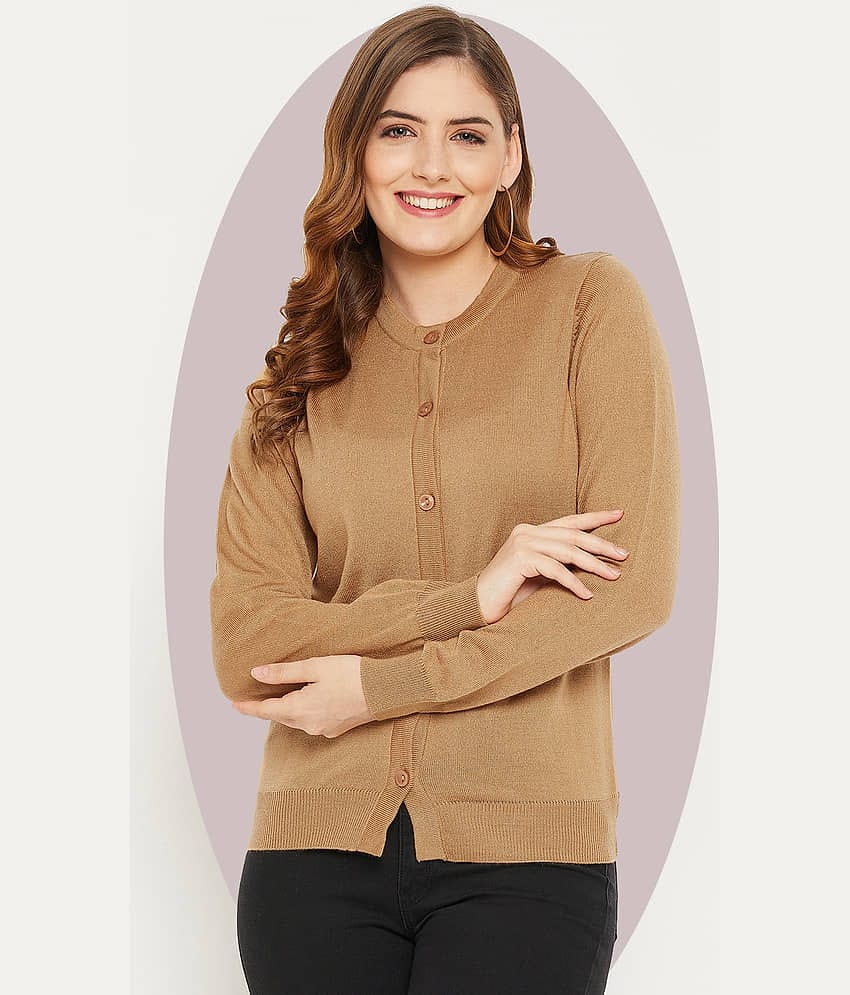 zigo Women Acro Wool Round Neck Cardigan ( Brown )