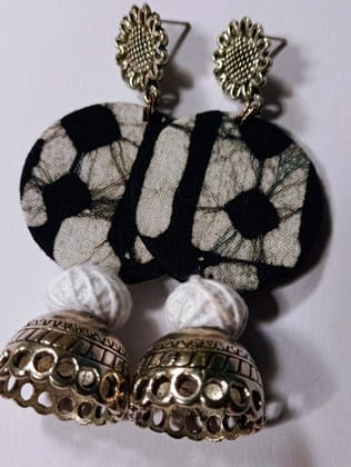 Handmade Bohemian Fabric Earrings with Silver Zumka