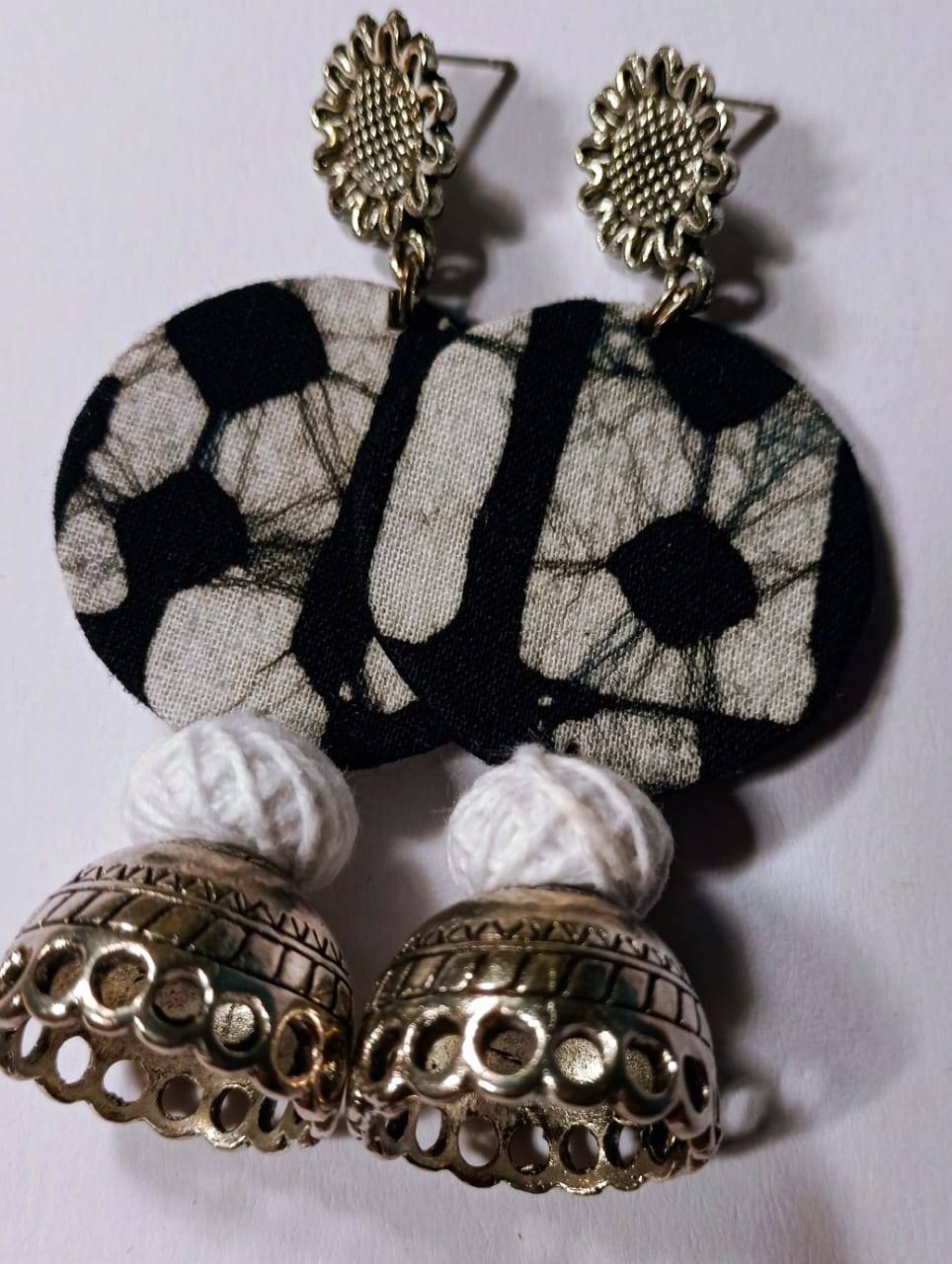 Handmade Bohemian Fabric Earrings with Silver Zumka