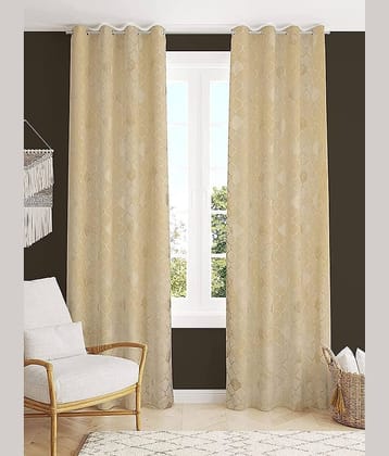 Kraftiq Homes Abstract Room Darkening Eyelet Curtain 9 ft ( Pack of 2 ) - Cream