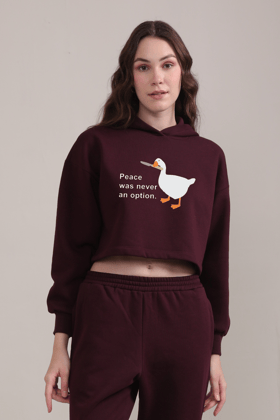 Peace Was Never An Option-Crop Hoodie-XS