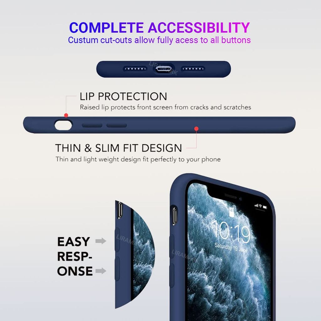 LIRAMARK Liquid Silicone Soft Back Cover Case for Apple iPhone 11 Pro