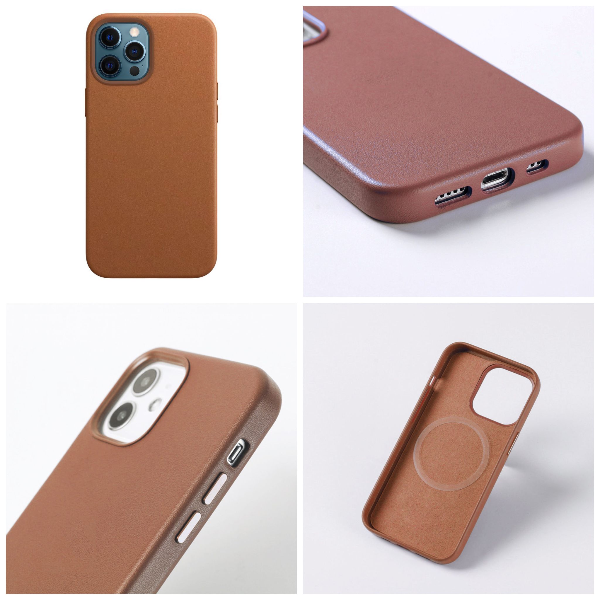 iPhone 13 Pro Max Cover - Genuine Leather Case with Mag-Safe-Saddle Brown