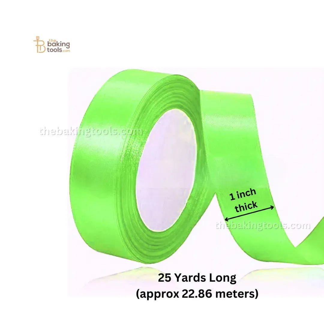 Lighter Green Plain Satin Ribbon Lace - 1 Inch Thick