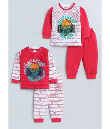 Mars Infiniti Pack of 2 Baby Boys Cotton Blend T-Shirt & Trouser ( Pink )