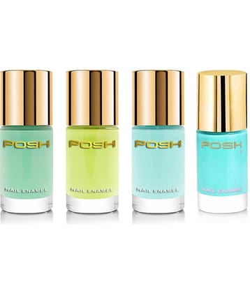 Posh - Sky Blue Glossy Nail Polish ( Pack of 4 )