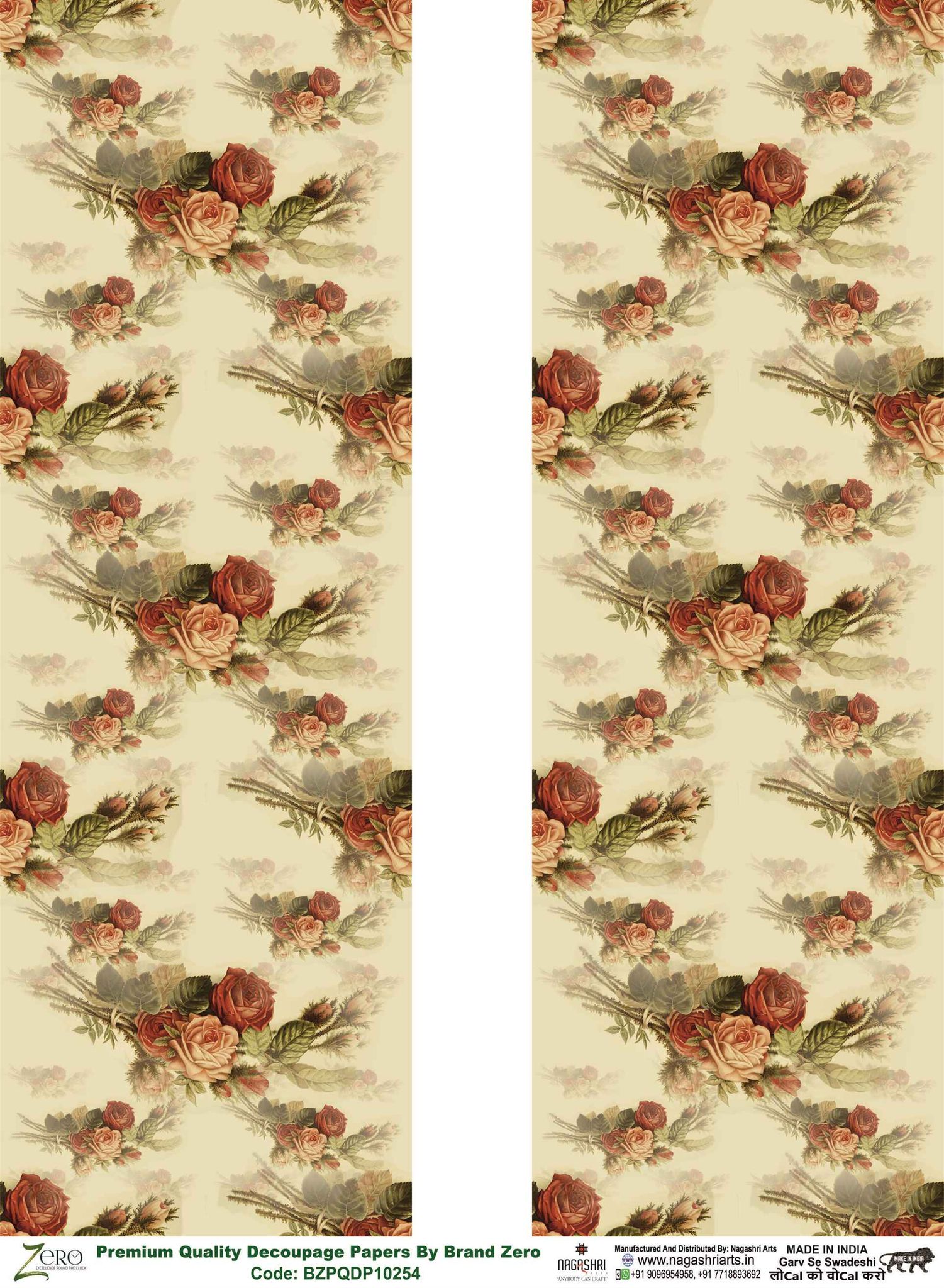 Brand Zero Premium Quality Decoupage Paper Pack of Two - Design Code: BZPQDP10254