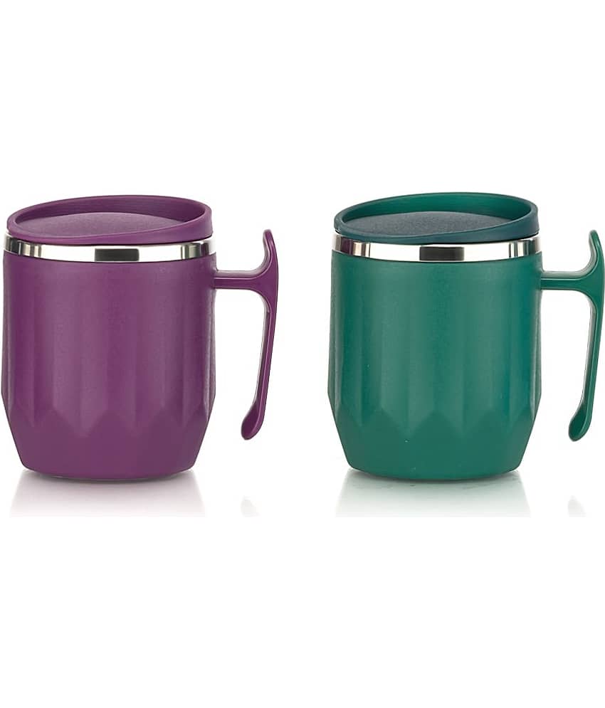 MAGICSPOON Multicolor Steel Coffee Mug ( Pack of 2 )