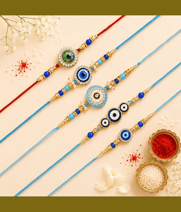 THRIFTKART Handmade 5 Rakhi Gift Set ( Pack of 5 , Multicolour )