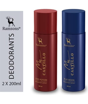 Ramsons - MY CASTILLO BLUE MOON & CASTILLO LOVE Deodorant Spray for Unisex 400 ml ( Pack of 2 )