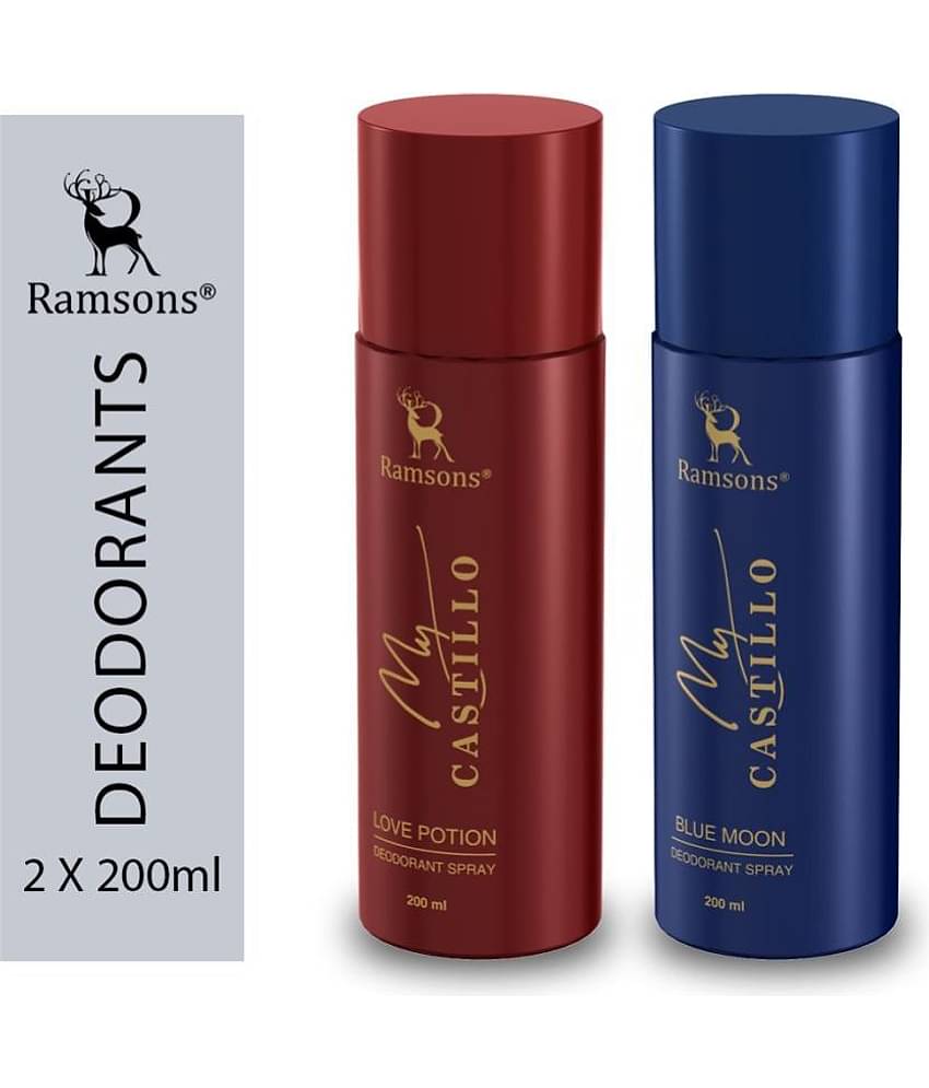 Ramsons - MY CASTILLO BLUE MOON & CASTILLO LOVE Deodorant Spray for Unisex 400 ml ( Pack of 2 )