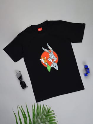 Carrot Bunny T-shirts for Boys & Girls-4-5Y / Black