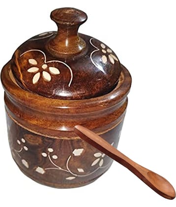 SWH Wooden Tea/Coffee/Sugar Container Set of 1 250 mL