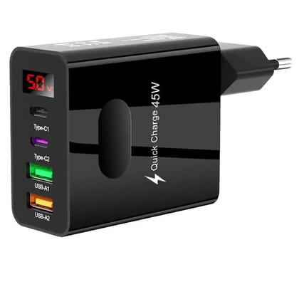 Muvit 4 Ports Super Fast 45W Output USB & Type-C Dual Output Super Fast Charger