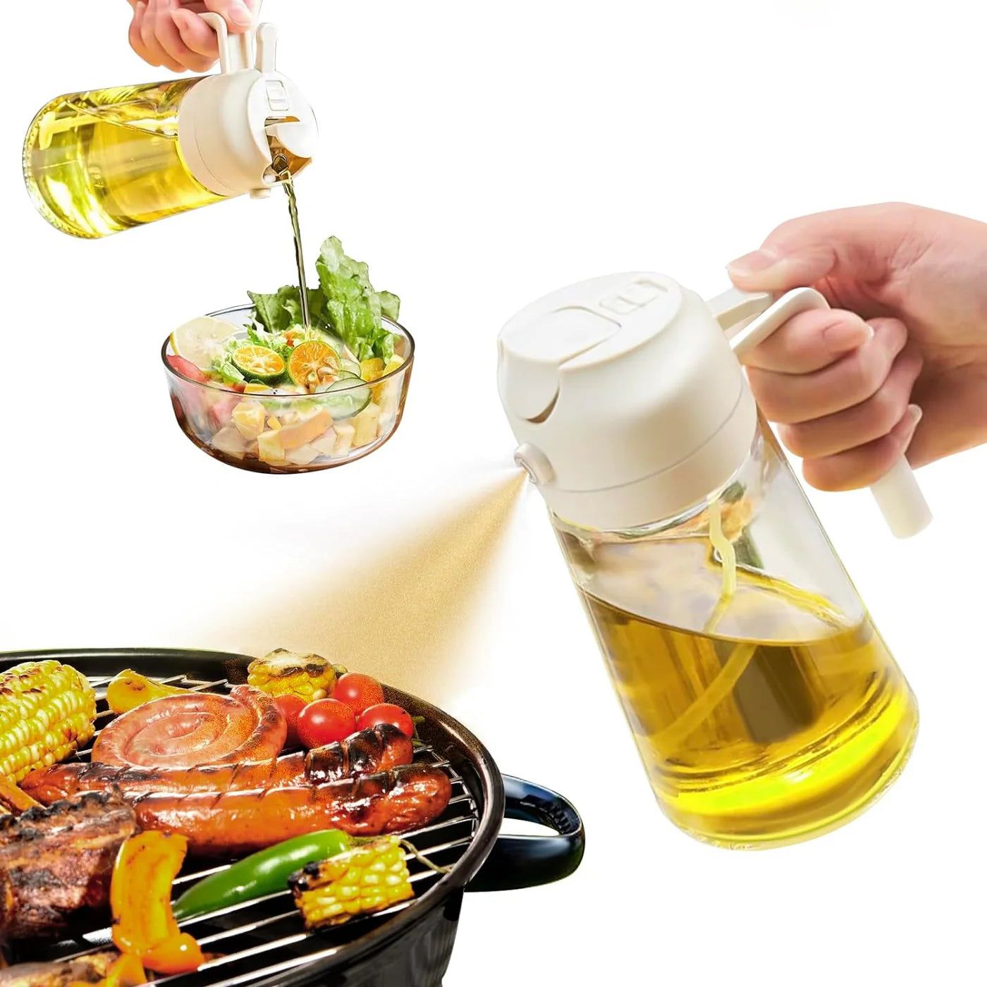 2 In 1 Oil Glass Sprayer And Dispenser 500ML 😍 Get Free Dishwashing Gloves 😍-😍 Get Free Dishwashing Gloves 😍