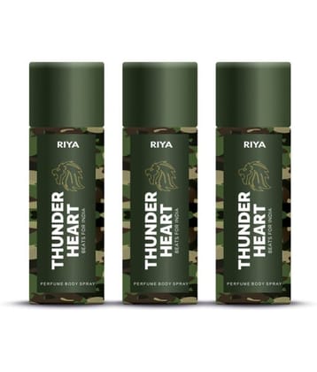 Riya Thunder  Heart Beats For India Perfume Body Spray for Men 150 ml ( Pack of 3 )