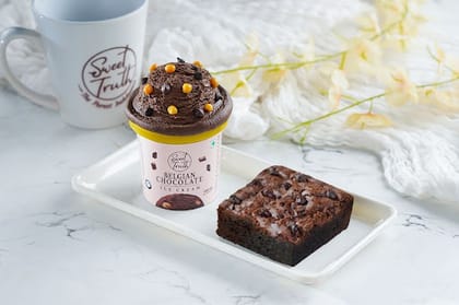 Belgian Chocolate Ice Cream + Choco Chip Brownie