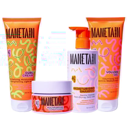 Manetain Set Of 4 Curl Cream, Conditioner, Gel - 200ml Each & Moisturizing Shampoo - 237ml