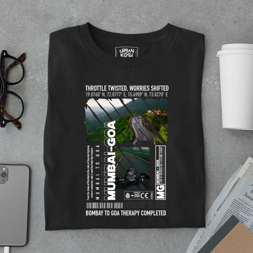 Mumbai to Goa Therapy Completed Premium Exclusive T-Shirt-Black / S