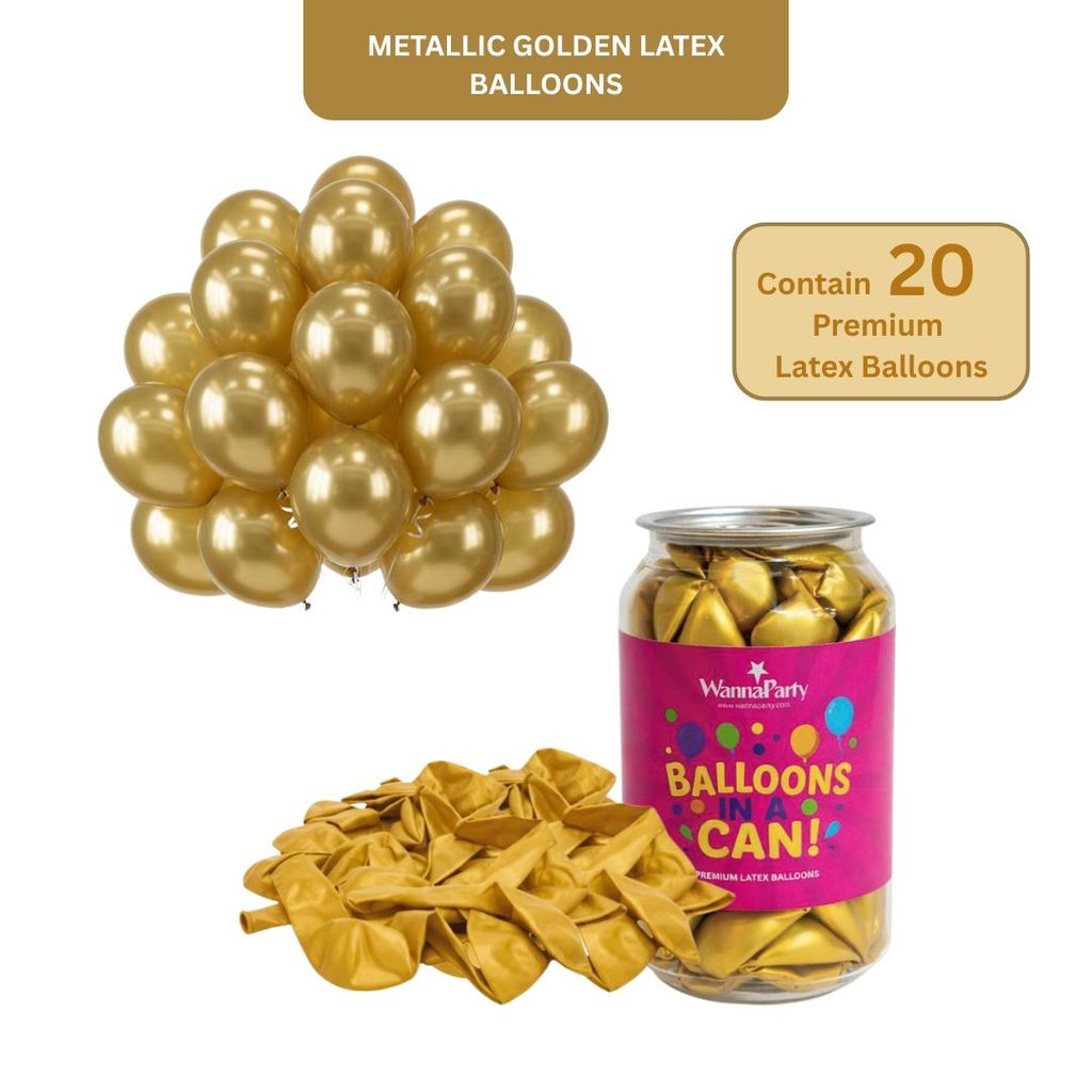Metallic Gold Latex Balloons 10" - 20PC - Party and Festive Needs | Buy online on ZillyBuy