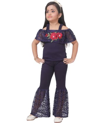 DS DRESSES Pack of 1 Girls Cotton Blend T-shirt & Pants ( Navy Blue )