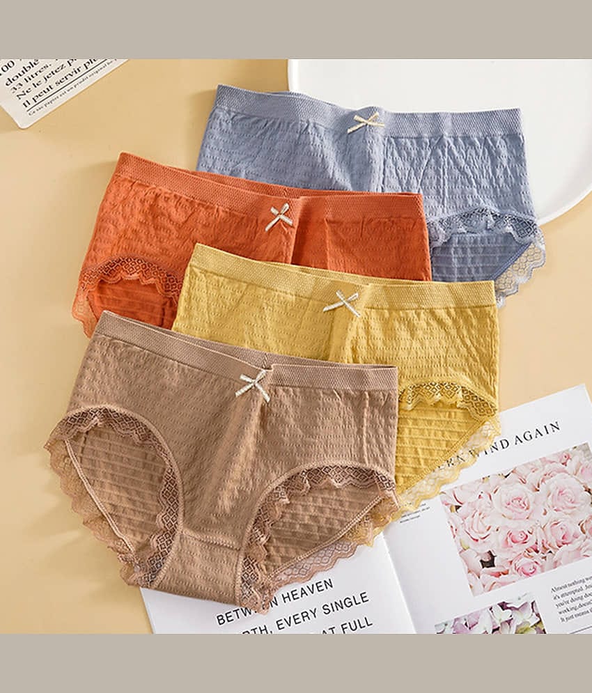 3Mads Pack of 4 Nylon Hipster For Women ( Multicolor )