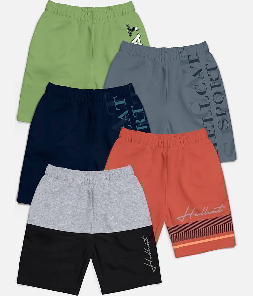HELLCAT Pack of 5 Cotton Blend Shorts For Boys ( Multicolor )