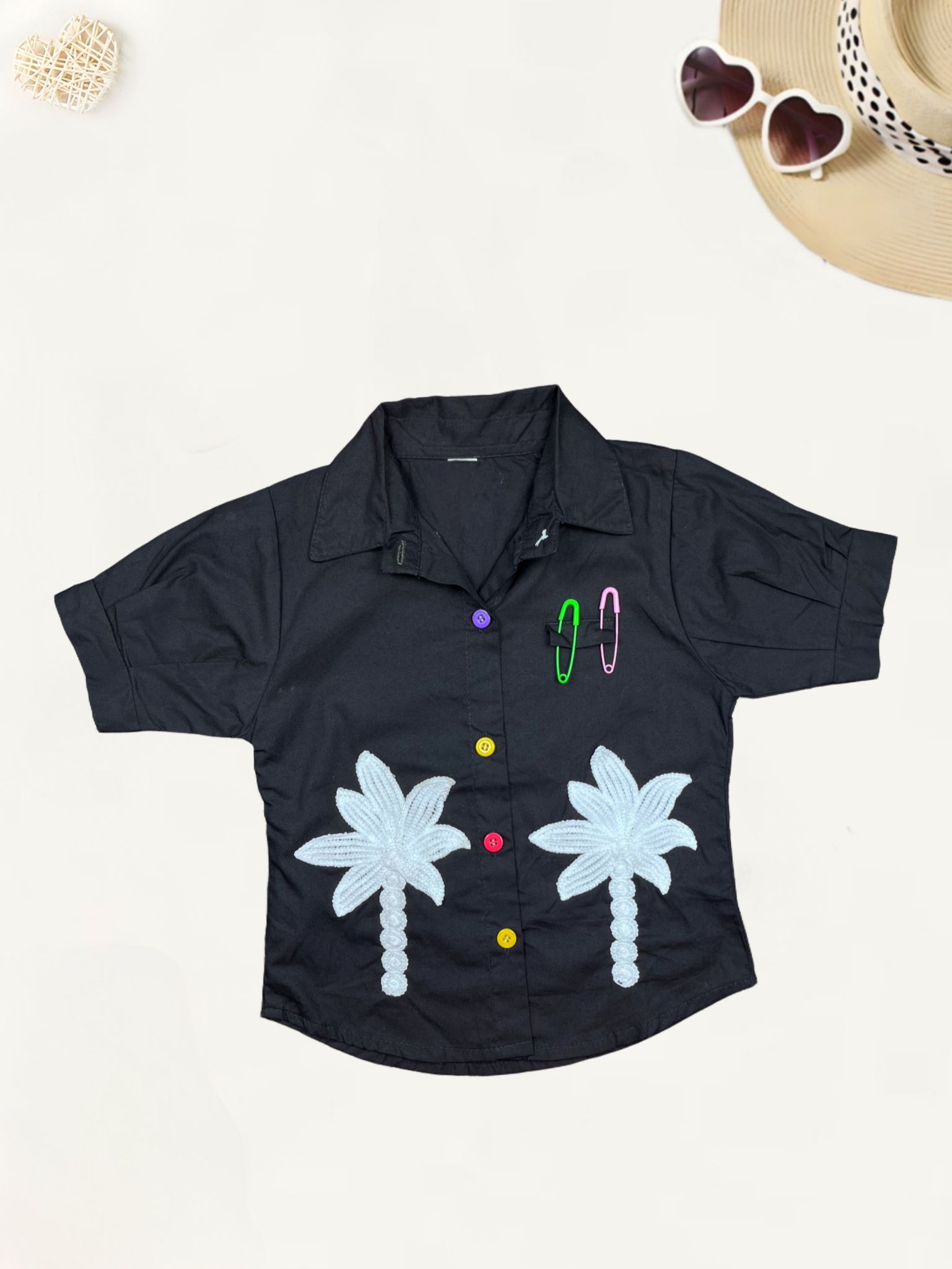 Girls Imported Black Shirt [GT-397] [4-12 year]-4-5Y (Size - 24) / Cotton / Black