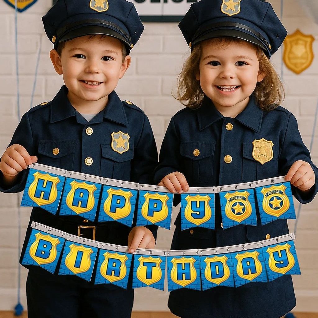 Police Party Birthday Banner - Over 8FT - Party and Festive Needs | Buy online on ZillyBuy